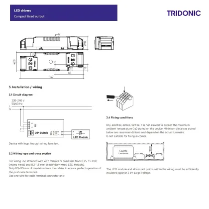 Tridonic LED Driver - Adjustable Current, Multiple Wattages Available