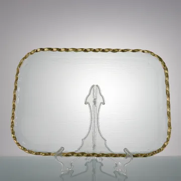 Mordern Clear gold rim Glass Charger rectangle Plates