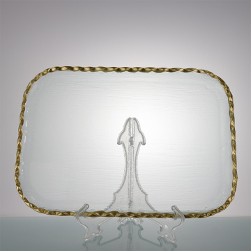 Mordern Clear Gold Rim Glass Charger Plats