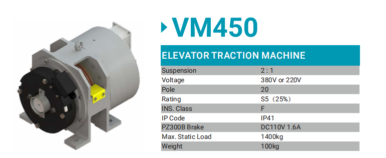 gearless traction machine for hoem lift