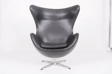Leather egg chair in black