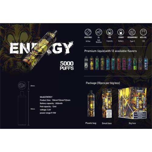 Hot KK Energy 5000 Puff Rechargeable Disposable Vape