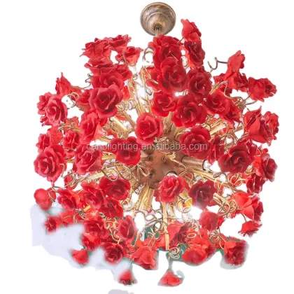 Ceramic Rose Flower Garden Chandelier Lighting