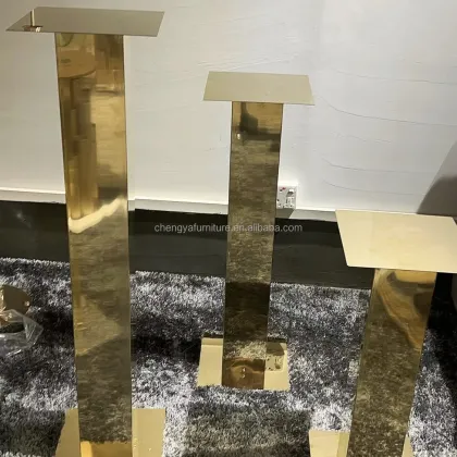 Gold Mirror Square Acrylic Flower Stand for Wedding Table Decor