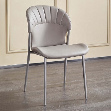 Modern Luxury Italian Dining Chairs with Leather Upholstery and Metal Legs