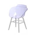 French design plastic chairs with wood footrest