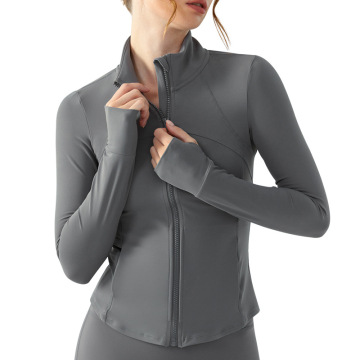Women's Autumn Winter Slim Fit Zipper Yoga Suit Long Sleeved Outdoor Running Fitness Top OEM