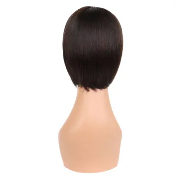100% natural black short bob wig with bangs for black women,  brazilian virgin remy straight human hair fringe bob style cut wig