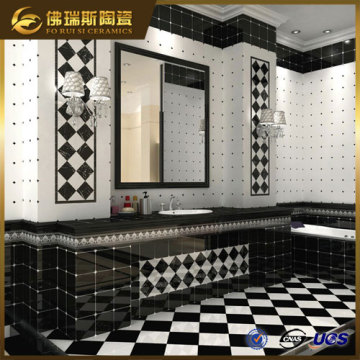 Item:FS45028 Ceramic Bathroom Black and White Mosaic Bathroom Floor Tiles