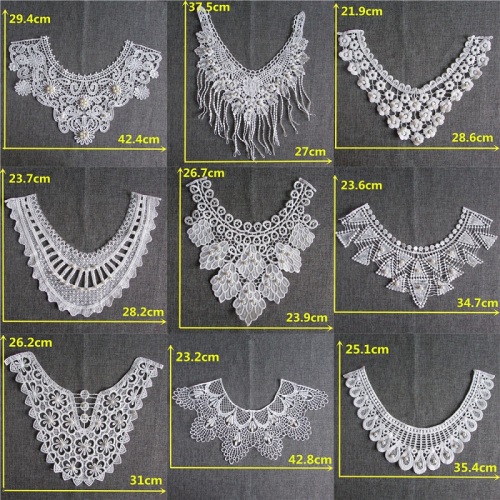 White milk fiber fabric collar Lace Embroidery