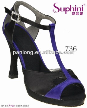 blue black ballroom latin dance shoes made with platform 736