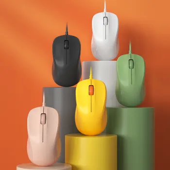 Cute Silent Wired Mini Ergonomic Gaming Mouse - White, Yellow, Pink, Green