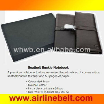 Premium airplane seatbelt bukcle notebook & gift pen