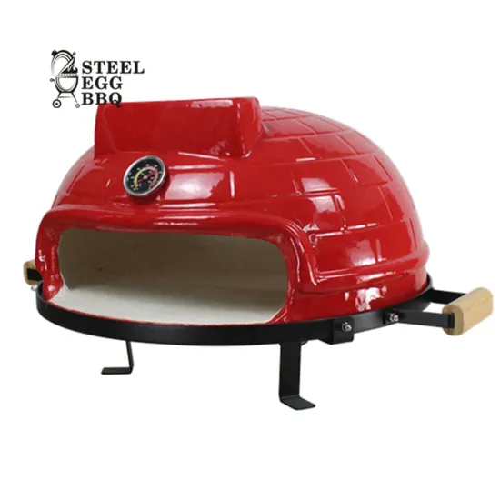 SEB KAMADO Red Pizza Oven OEM Estufas con Horn Price Outdoor Ceramic Tabletop 21 inch Commercial Wood Fired Pizza Oven