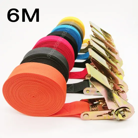 2pcs 6M Portable Bundling Travel Luggage Heavy Duty Tensioning Belt Car Cargo Lashing Truck Motorcycle Tie Down Ratchet Straps