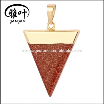 Gold Sand Stone Triangle Shape Pendants