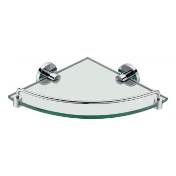 Etagère d&#39;angle en verre avec rail chrome