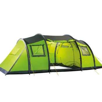 Custom Outdoor Expedition Large Tunnel Tent for 6 Person Family Camping with Two Sleeping Compartments