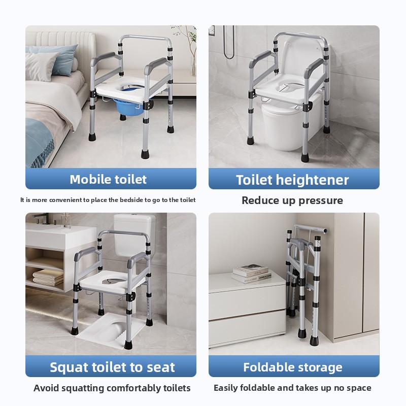 Superior Quality Aluminium Alloy Commode Chair Toilet Raised Bed Pan Designed for Elderly Recovery Nursing Toilet Seat Risers5