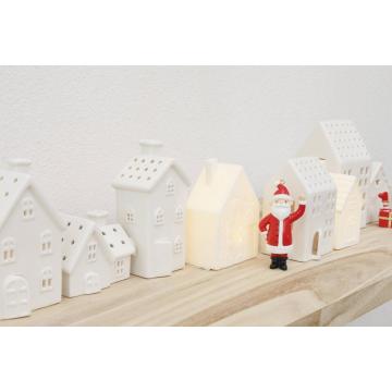 Traditional Christmas Decoration Chrome Finish Porcelain and LED house Holiday Figurines Supplier