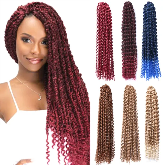 Hot Selling 18''Pure Ombre Color Passion Spring Twist Synthetic Hair Fiber Long Soft Crochet Braids Passion Twist Hair Extension