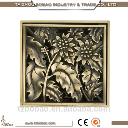 European Antique Brass Bronze Square Floor Drains Vintage Copper Concrate Floor Drain Oil Rubbed Rectangular Floor Drain