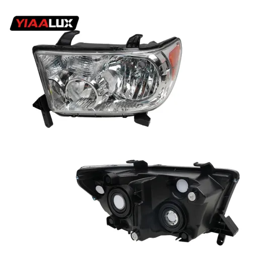 2007-2013 Toyota Tundra USA Headlights: Projector with Clear Lens and Chrome Bezel