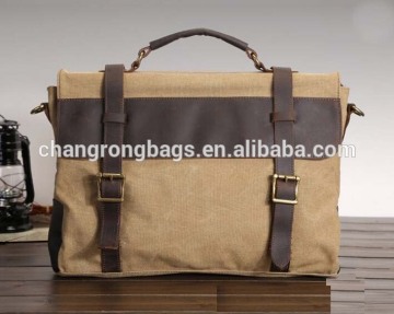 Handmade leather messenger bags waxed cotton canvas messenger bag canvas casual messenger bags for men