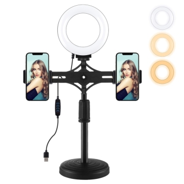 PULUZ 4.7 inch 12cm Ring Light Dual Phone Brackets Kit