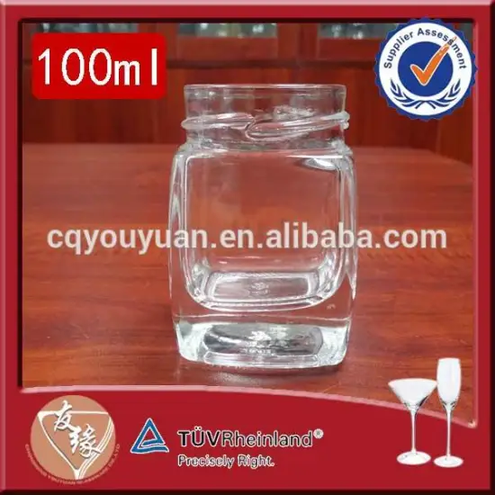 square shaped cosmetic small crystal clear glass bottle 100ml made in china