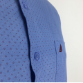Camisas de impressão marinho de colarinho azul de manga comprida