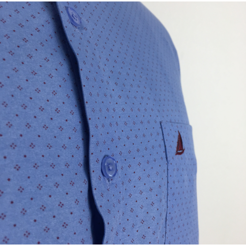 Long Sleeve blue Collar Navy Printing Shirts