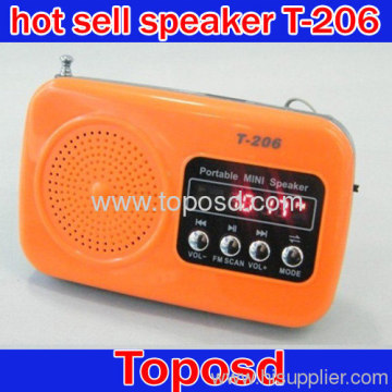 Hot Sell Mini Protable Card Usb Speaker Support Tf Card Usb Disk And Fm Radio Led Dispaly T-206 