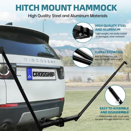 4-Pack Exterior Hitch Mount Hammocks with Parachute Hammock and Hitch Receiver Silencer Pad
