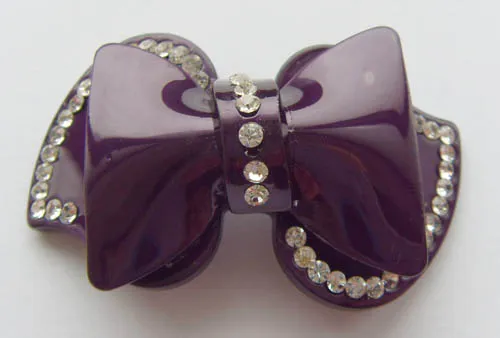 Purple Rhinstone Shoe Clips, Bowknot Acrylic Rhinestone Buckle