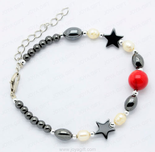 Bracelet chaine hématite avec perle