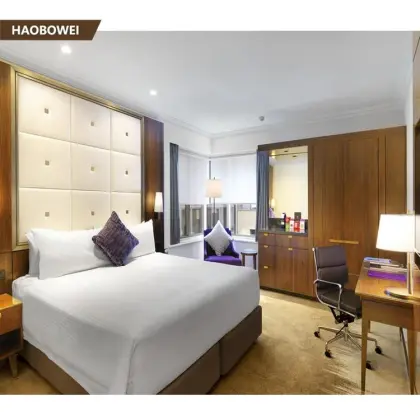 High Quality 5 Stars JW Marriott High Gloss Full Set Twin Size Hotel Bedroom Furniture