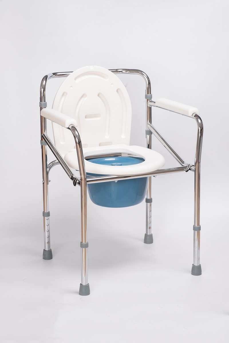 Commode de chevet pliant en acier 3 en 1, chaise de commode pour les toilettes est réglable en hauteur