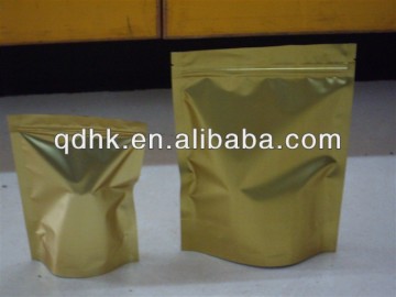 Gold color Aluminum foil stand up tea packaging bag with zipper