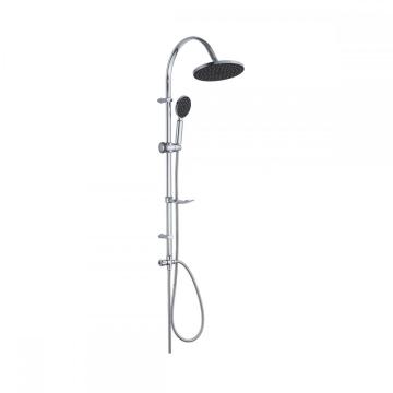 Adjustable Height Stainless Steel Black Round Shower Set