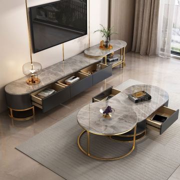 VEKEDA Hot Selling Home Furniture: Elegant Custom TV Stand with Living Room Marble Top TV Cabinet