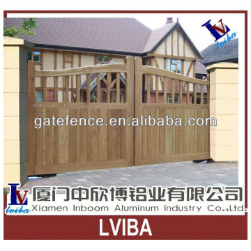 Aluminium swing garden gate and decorative grained garden gate