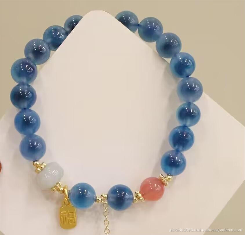 New Natural Blue Soft Heart Agate Bracelet