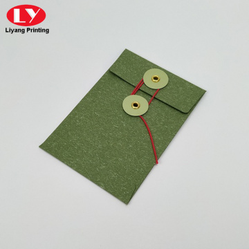 Small Green Paper Button String Envelope Pocket