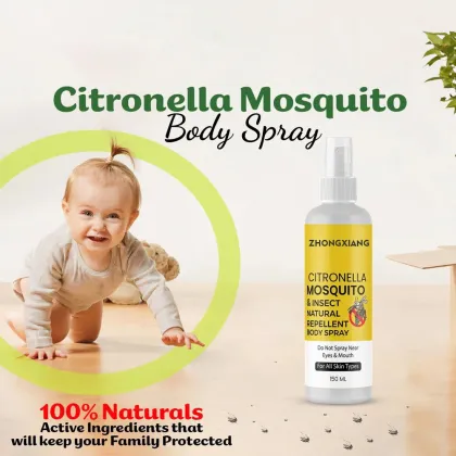 Bulk Natural Plant Based Mosquito Repellent Spray 5oz With Citronella Essential Oil for Insect Mosquito Repellent, Safe for Kids