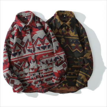 2023 Autumn Winter Men's Thick Wool Long Sleeve Shirt Top Coat