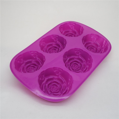 Silicone Bakeware Baking Pan Rose Shape 6-Cup