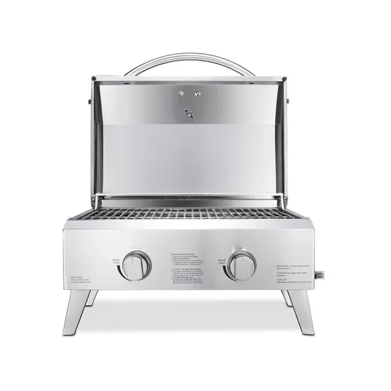 Portable Garden Desktop Gas Barbecue Rack 12000BTU Burner Stainless Steel Trolley Gas Grill