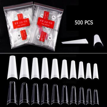 500 Pcs /Bag False Nails Natural White Clear French Nail Art Artificial Fake Nails Art Acrylic Manicure Tools Tip 10 types Size