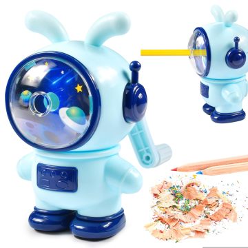 Astronaut Shaped High-Capacity Desktop Pencil Sharpener with 3 Gears and Adjustable Settings